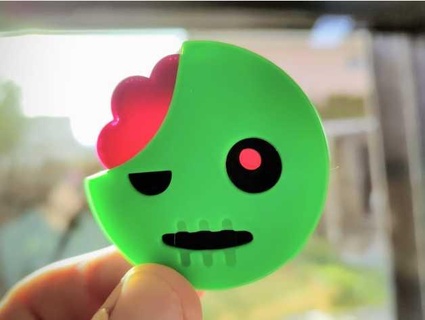 verde zumbi emoji 3d distintivo Steven Marx 3d print model - Mito3D