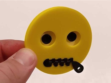zipper mouth emoji 3d badge stevenmarx 3d print model - Mito3D