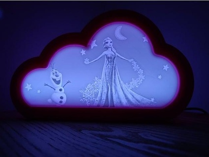 frozen lithophane cloudy little night light isacat 3d print model - Mito3D