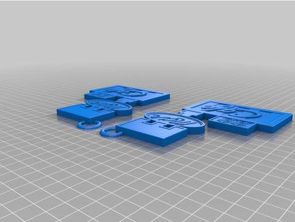 doppelt Abendessen Schlüsselbund Birne Blau Rose 3d print model - Mito3D
