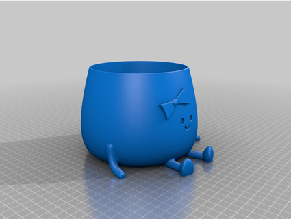 fat happy sitting pot drainage holes bow moosewagon 3d print model - Mito3D