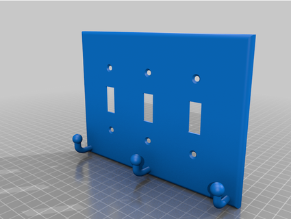 3 gang switch plate key hooks kado makes 3d print model - Mito3D