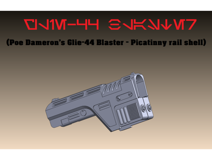 poe dameron's glie-44 blaster picatinny mount shell dungeon-resources 3d print model - Mito3D