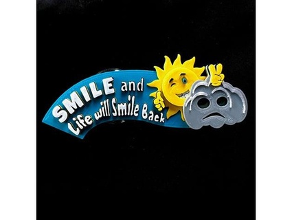 smiling sun mirror emoji mirrorpuck 3d print model - Mito3D