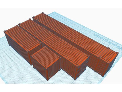ho ölçek Nakliye konteynerler 10ft 20ft 40ft 48ft ağırlık trenleri 3d print model - Mito3D