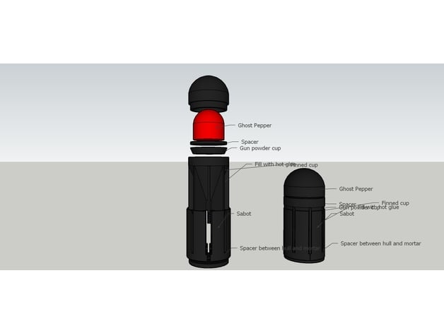 37mm chama lançador Pimenta Entrega volta oficial impiedoso 3D print model - Mito3D