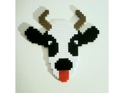 pixel art cow chavant fou 3d 3d print model - Mito3D