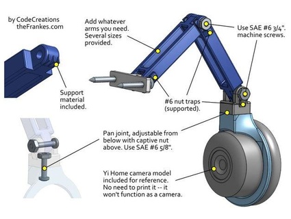 yi ev kamera kol binmek kod yaratımları 3d print model - Mito3D