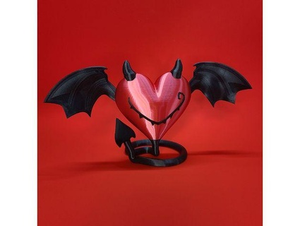 wicked winged heart pla n pa 3d print model - Mito3D
