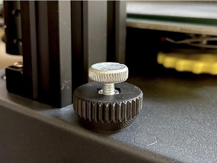 kp3s double nut knob bed leveling screw kingroon trochehole 3d print model - Mito3D