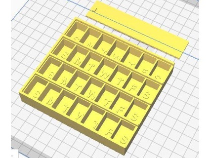 4 Woche Pille Box 22x14x12mm Löcher wrayt59 3d print model - Mito3D