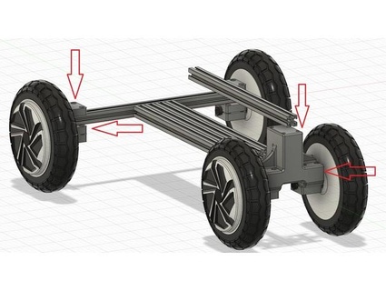 adapter hoverboard wheels 20x20 mm aluminium profiles hplus 3d print model - Mito3D