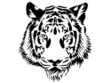 tigre tête pochoir longquan 3d print model - Mito3D