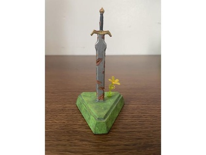 oxidado espada Roca estatua modelo flor agujero velero 3d print model - Mito3D
