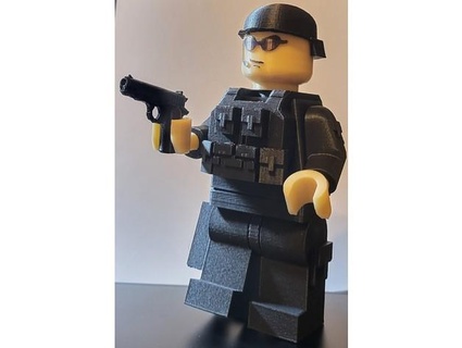 lego type tactical police man 3dcopper 3d print model - Mito3D