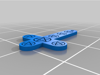 pentacle pentagram cross pendant keychain exzorius 3d print model - Mito3D