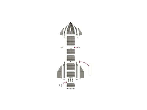 spacex nave estelar sn8 espacialmanía 3D print model - Mito3D