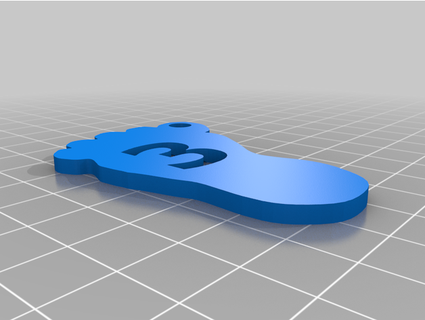 foot keychain numbers dgebhart 3d print model - Mito3D