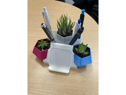 Schreibtisch Veranstalter Hexagon saftig Pflanzer avia 3d print model - Mito3D