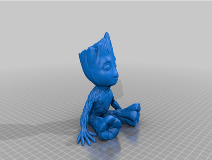 smiling baby groot deo holder plant pot calmeister69 3d print model - Mito3D