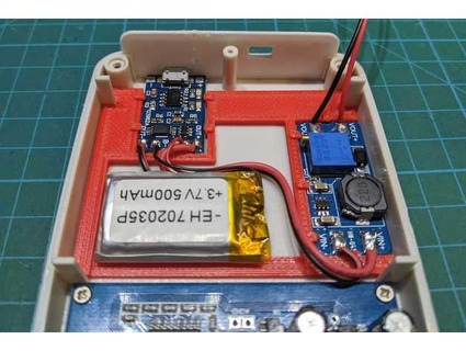 dso 150 internal component frame hold place mt3608 voltage regulator tp4056 battery charger mafe72 3d print model - Mito3D