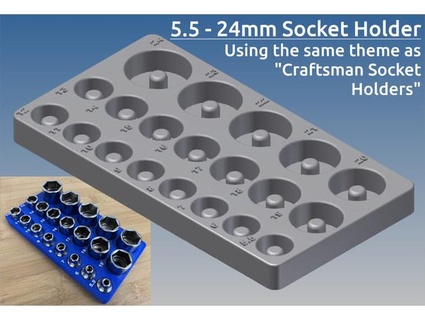 socket holder tray 55mm 6 - 24mm skips brenoautogarage 3d print model - Mito3D
