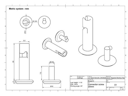 connector screw alejndro-javier 3d print model - Mito3D