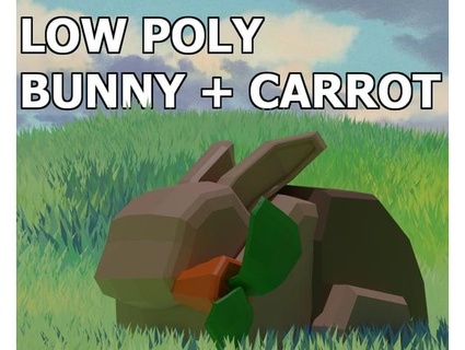 low poly bunny + carrot sammburr 3d print model - Mito3D