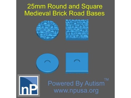 25mm round square medieval brick base np-dev 3d print model - Mito3D