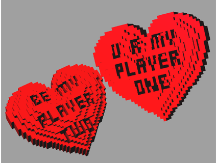 8 bit cœur l'amour jetons macule 3d print model - Mito3D