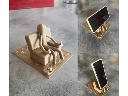 sitting stickman phone tablet stand chavant fou 3d 3d print model - Mito3D