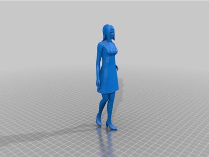 fille marchant robe faible poli écran vertanima 3d print model - Mito3D