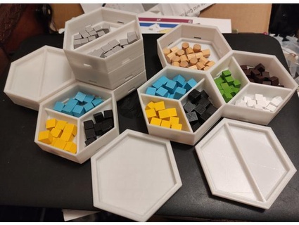 modulaire hexagonal jeu plateau morceaux conteneurs capnpeste 3d print model - Mito3D