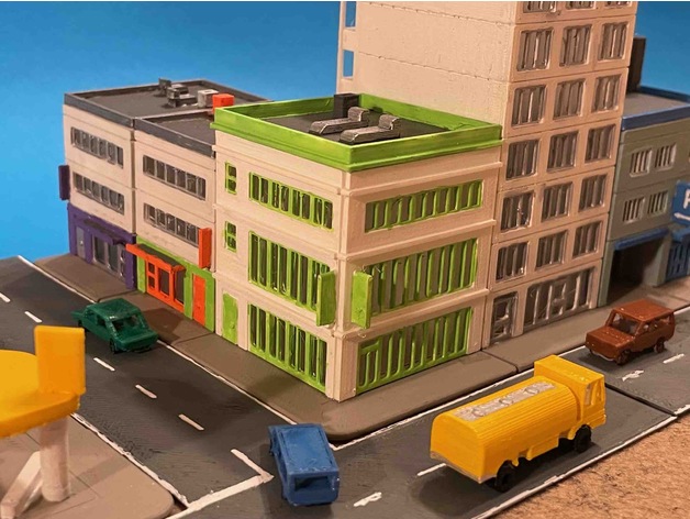 modern urban building 2 - corner z-scale bonnerbiber 3D print model - Mito3D