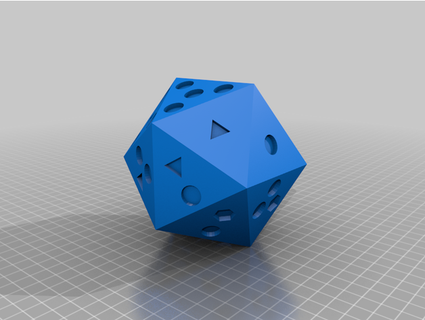 20 sided pipped dotted symbol dice lucpel 3d print model - Mito3D