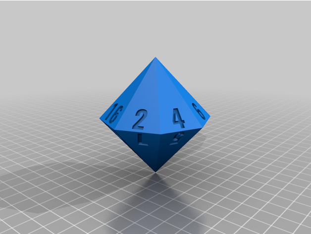 16 sided die d16 dice lucpel 3D print model - Mito3D