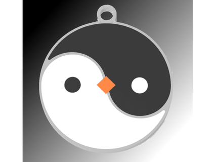 yin yang manchot pendentif rétrolivero 3d print model - Mito3D