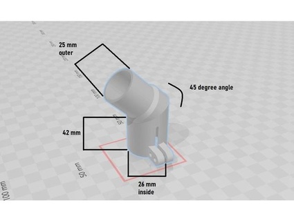 trémie adaptateur 45 degré angle k0p3 3d print model - Mito3D