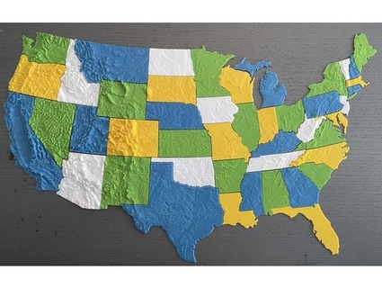 Amerika Birleşik Devletleri aşağı 48 topografik Rahatlama bulmaca İsviçreli 3d print model - Mito3D
