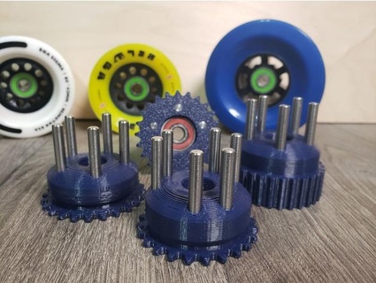 parametric esk8 pulley sprocket stainless steel pins kegel abec hubs- press push fit qwiksand 3d print model - Mito3D