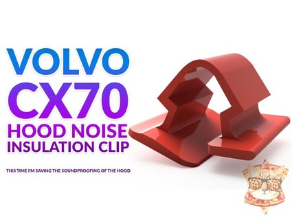 hood noise insulation clip volvo cx70 pizza cat 3d print model - Mito3D