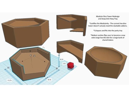 modular dice tower deep dish hexy tile terratory 3d print model - Mito3D
