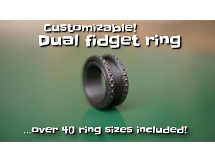 print-in-place dual fidget ring makkuro 3d print model - Mito3D
