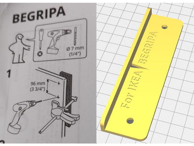 template marking drilling holes ikea begripa orngrimm 3D print model - Mito3D