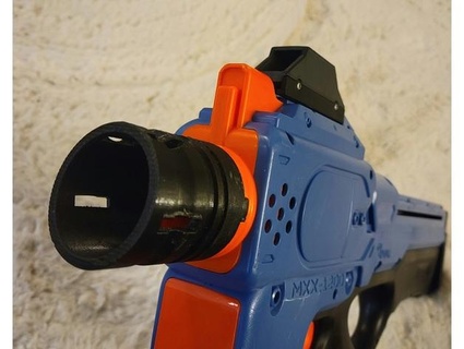 nerf rival charger p90 style red dot sight muzzle brake hmong lion 3d print model - Mito3D