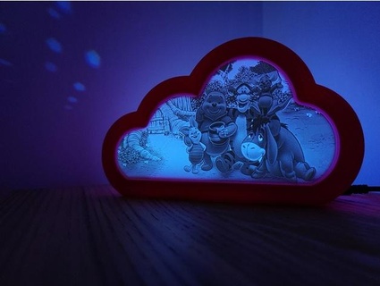 winnie caca lithophane nuageux nuit lumière chat 3d print model - Mito3D