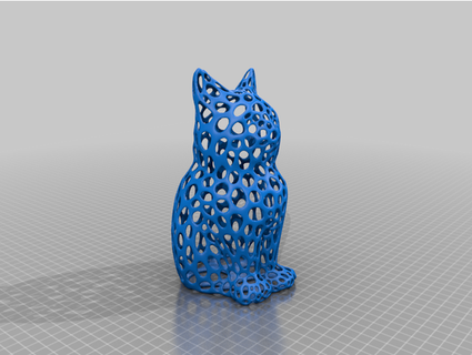 Laser Katze voronoi Stil Fest Pfote+ unten+ größer Ohren Bugslug 3d print model - Mito3D