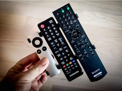 clip holding multiple remotes together including apple tv samsung xnicolas 3d print model - Mito3D