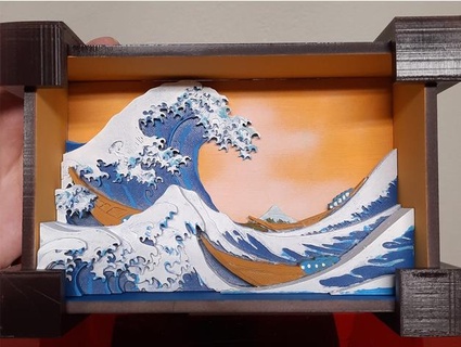 frame great wave kanagawa 3 fabaaun 3d print model - Mito3D