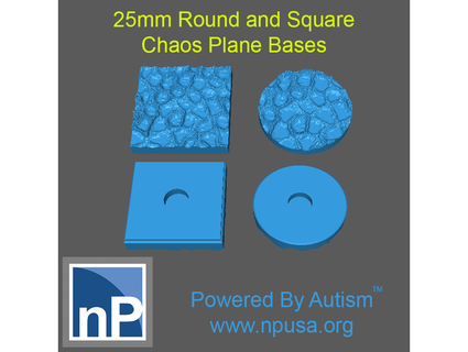 25mm round square chaos plane alien world bases np-dev 3d print model - Mito3D